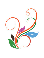 Naklejka premium Colorful Curved Floral Leaf Swirl Vector Art for Nature and Decorative Design