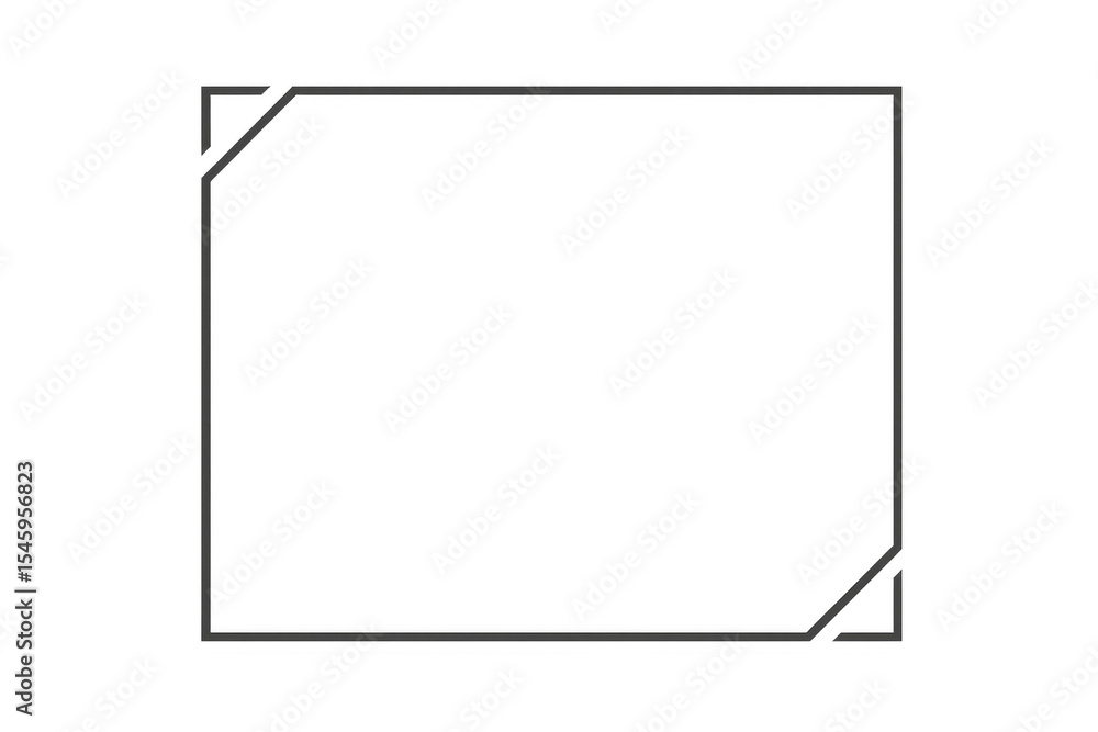 Poster minimalist black frame with transparent background and cut corners, ideal for adding a touch of eleg