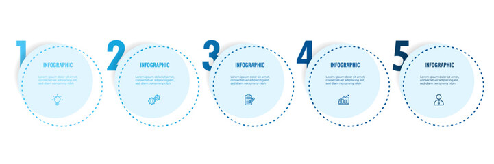 timeline infographic circle template. 5 step or options