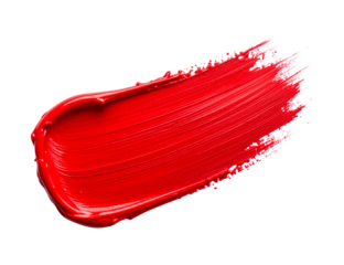 Red paint brush stroke creating a dynamic and vibrant design element, isolated on a transparent background, perfect for adding a pop of color to creative projects