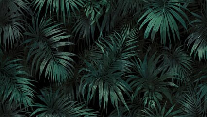 Emerald Jungle: An intimate glimpse into the vibrant depths of a tropical rainforest, capturing the textured beauty of lush, emerald green foliage and the mesmerizing patterns of nature.