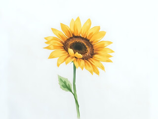 Obraz premium Sunflower Illustration in a bright and cheerful mood representing positivity and warmth against a clean, white background