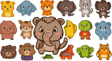 Cute Cartoon Animal Sticker Collection Set
