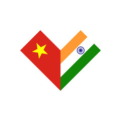 friendship concept. heart shape icon of vietnam and india flags. vector illustration isolated on white background