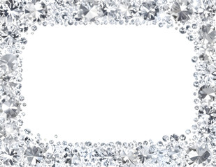 Sparkling diamond border frame elegant transparent background with glistening gems for luxury design