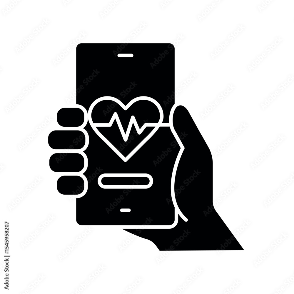 Poster ehealth glyph icon for digital and print projects. minimal clean icons for apps and websites. modern