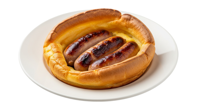 Toad in the Hole isolated on transparent background. British food