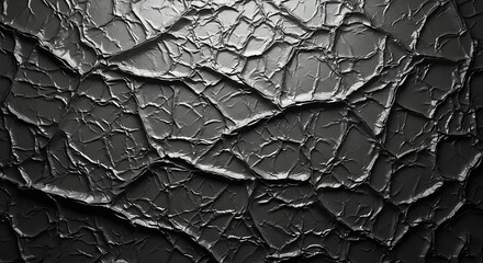Evoking the resilience of darkness Crinkled metallic obsidian surface reflecting light s struggle with deep shadows and