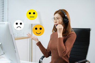 User give rating to service experience on online application, Customer review satisfaction feedback...