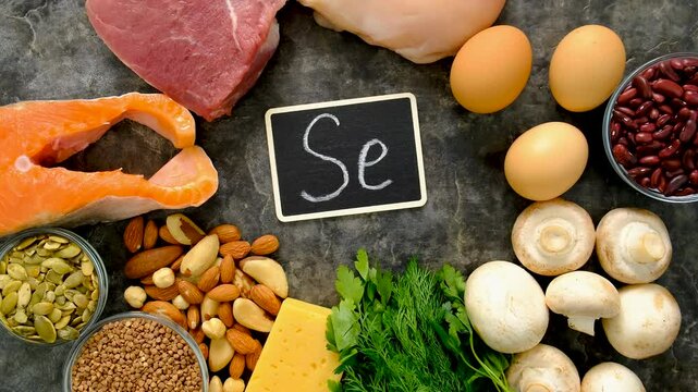 Foods contain selenium food. Selective focus.
