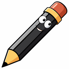 Happy cartoon pencil character with eraser illustration