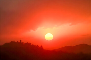 sunset in the mountains