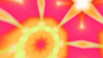 Abstract Radiant Burst with Soft Grain Texture, Symmetrical Glow Pattern in Psychedelic Style, Radiating Circular Abstract with Subtle Noise, Kaleidoscopic Starburst with Gradient Flow