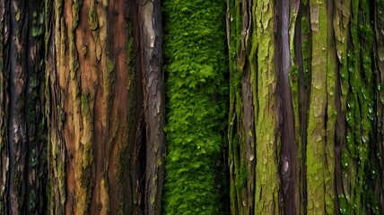 Obraz premium Background Abstract Close-up of Mossy Tree Bark Textures