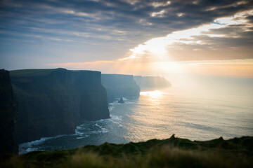 Cliffs of Moher, Co Clare, Ireland, cliffs, ocean, landscape, sky, water, sunset, cliff, coastline,...