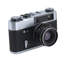 3D Retro Film Camera Icon with Roll Reel, Transparent Background"