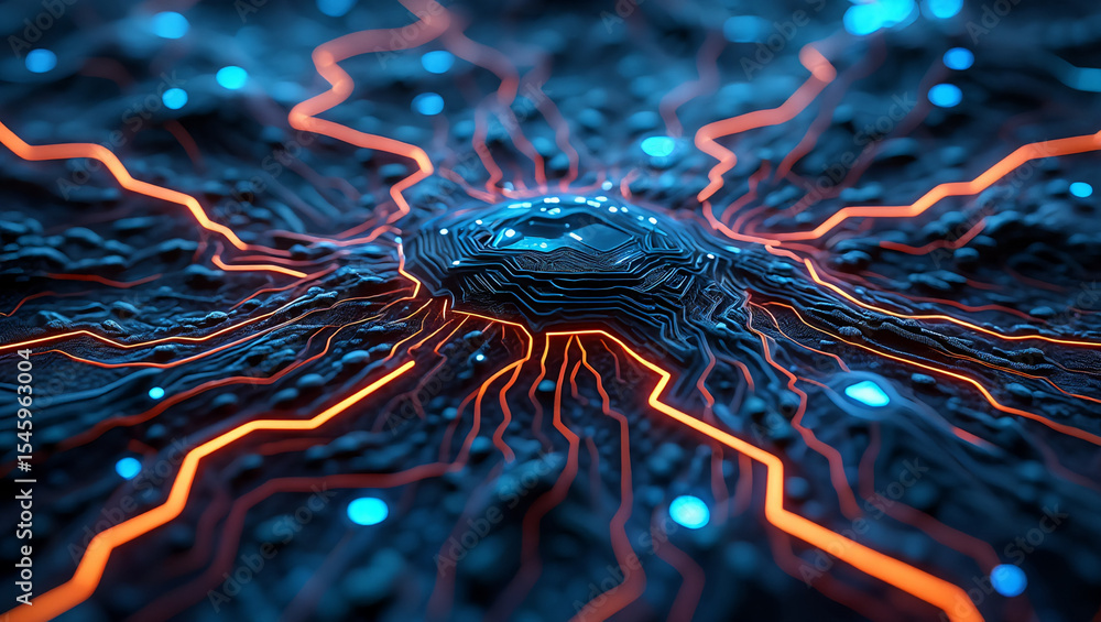 Poster abstract technology background with circuit board and glowing connections