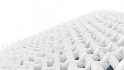 Abstract white architectural facade detail, modern building exterior, geometric pattern, daylight