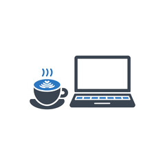 Fototapeta premium Coffee Cup and Laptop Icon