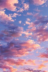 Obraz premium Vibrant sunset sky with pink orange yellow blue purple gradient for serene mobile wallpaper, wellness branding, and digital art backgrounds. 