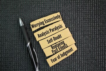 5 key aspects of overthinking are Worrying Excessively, Analysis Paralysis, Self-Doubt, Replaying...