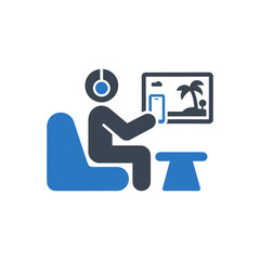 Person Relaxing with Phone Icon