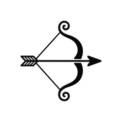 Black and White Bow and Arrow Illustration on White Background