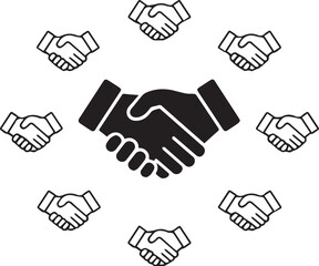 Symbolic Representation of Agreements and Collaboration A Collection of Handshake Icons Showcasing Partnerships and Deals Depicting Unity and Accord