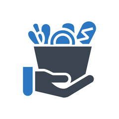 Hand Holding Grocery Items icon