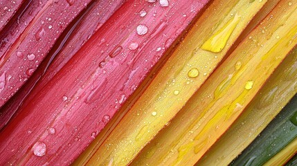Multicolored leaves with water droplets.