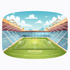 Cartoon soccer stadium interior view, vector illustration