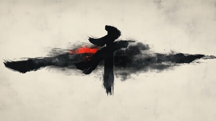 Abstract ink painting of a chinese character.