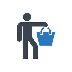 Person Carrying Shopping Basket Icon