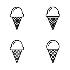 Four Simple Line Art Ice Cream Cones