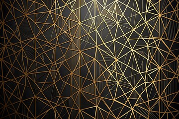Abstract geometric background with gold lines on black triangles, modern luxury design, elegant pattern texture