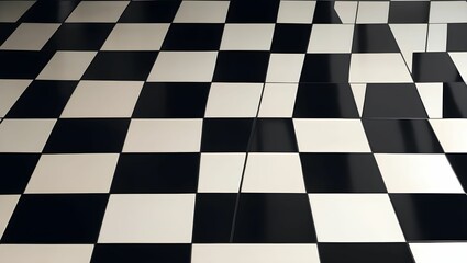 Classic checkerboard floor texture in black and white tiles