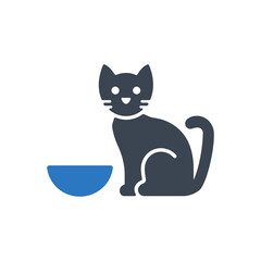 Cat with Food Bowl Icon