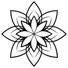 Abstract black and white floral mandala design element