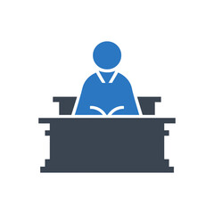 Judge Sitting at Desk Icon