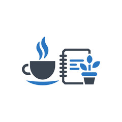 Coffee, Notebook, and Plant Icon