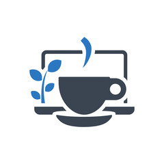 Coffee, Laptop, and Plant Icon