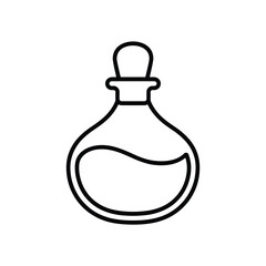 Outline Illustration of a Potion Bottle with Liquid Inside