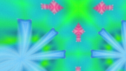 Abstract Radiant Burst with Soft Grain Texture, Symmetrical Glow Pattern in Psychedelic Style, Radiating Circular Abstract with Subtle Noise, Kaleidoscopic Starburst with Gradient Flow