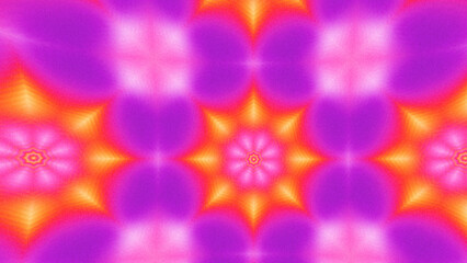 Abstract Radiant Burst with Soft Grain Texture, Symmetrical Glow Pattern in Psychedelic Style, Radiating Circular Abstract with Subtle Noise, Kaleidoscopic Starburst with Gradient Flow