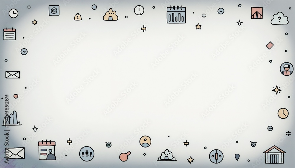 Poster decorative icons border in a minimalist style for design projects