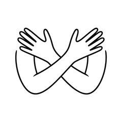 Crossed Arms and Hands Line Art Symbol of Rejection or Refusal
