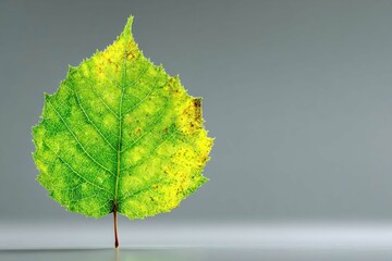 Obraz premium Vibrant Green Leaf with Yellow Edges Showing Nature's Beauty