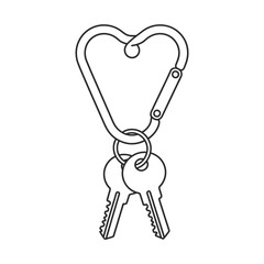 Two keys on a ring with a heart shaped carabiner