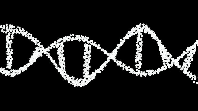 a glowing neon DNA abstract, futuristic, technology animation video on black background 
