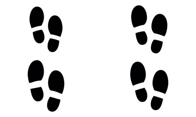 Black shoe footprints icon set in simple minimal vector silhouette style

